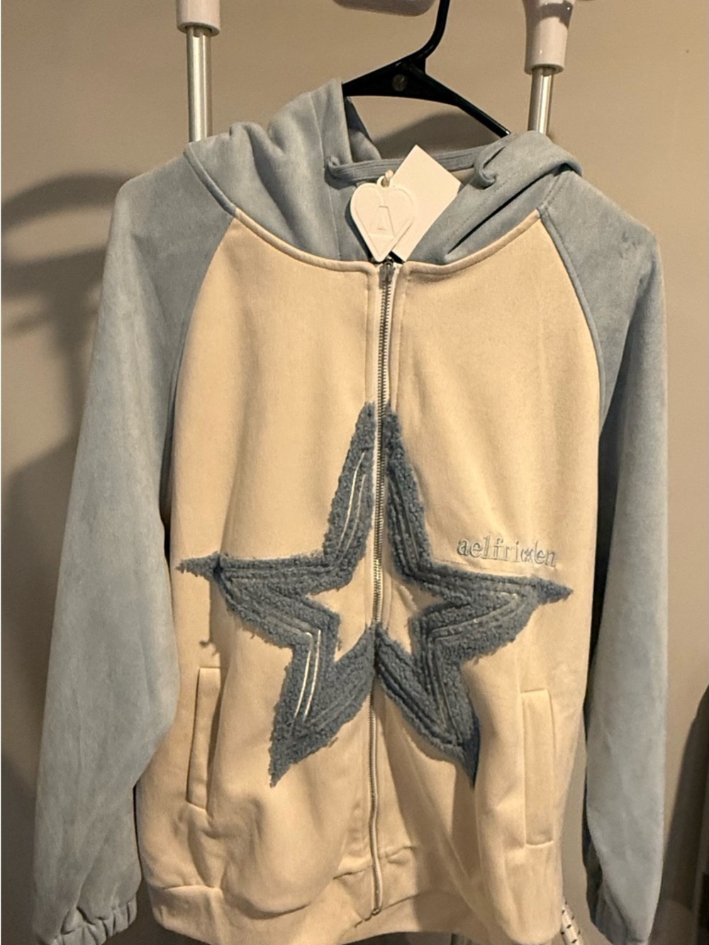 Aelfric Eden Light Blue & Cream Star Zip Hoodie